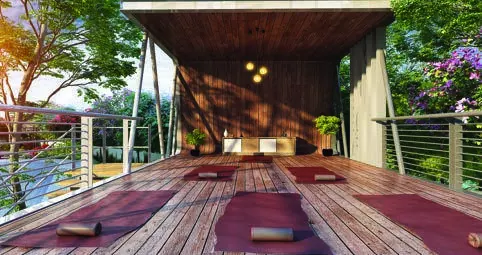 Shaded yoga and meditation deck at Abhee King's Court (artist's impression)