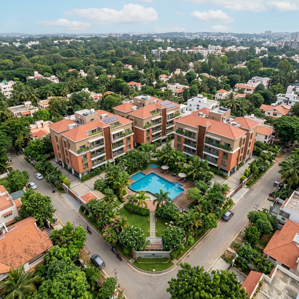 Abhee Riviera Royale boutique apartments in Kudlu Bangalore — aerial perspective
